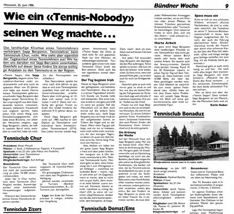 Zeitungsartikel «Wie ein Tennis-Nobody seinen Weg machte»