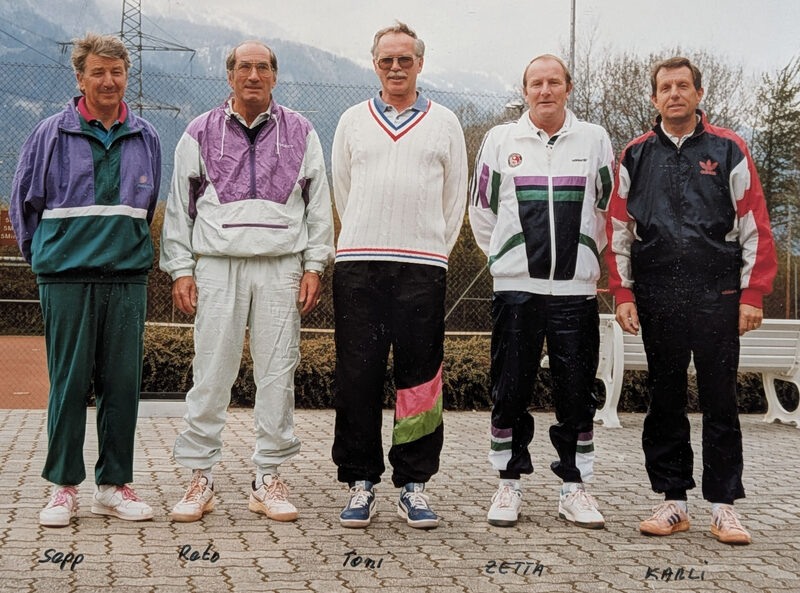TC Chur Senioren-Interclub-Team: Sepp, Reto, Toni, Zetta, Karli